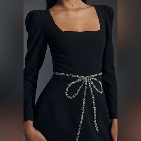 HELSI Crystal Bow Mini Dress in Black with Silver Accents Size XS NWT - Picture 3 of 7